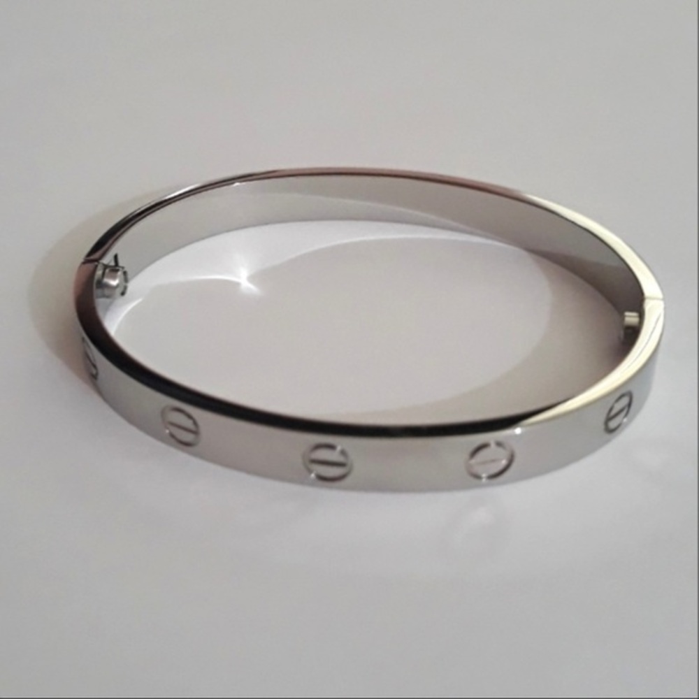 Clip On Screw Bangle Bracelet in Silver